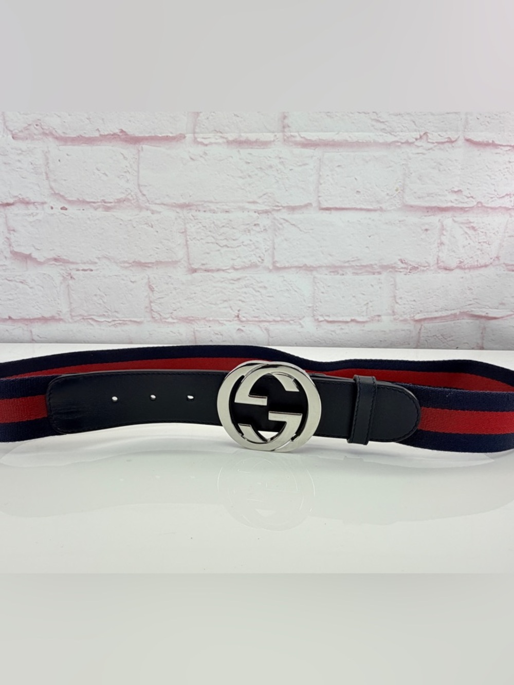 Gucci Web GG Interlocking Bicolor Belt Red Blue 411924 95/38
